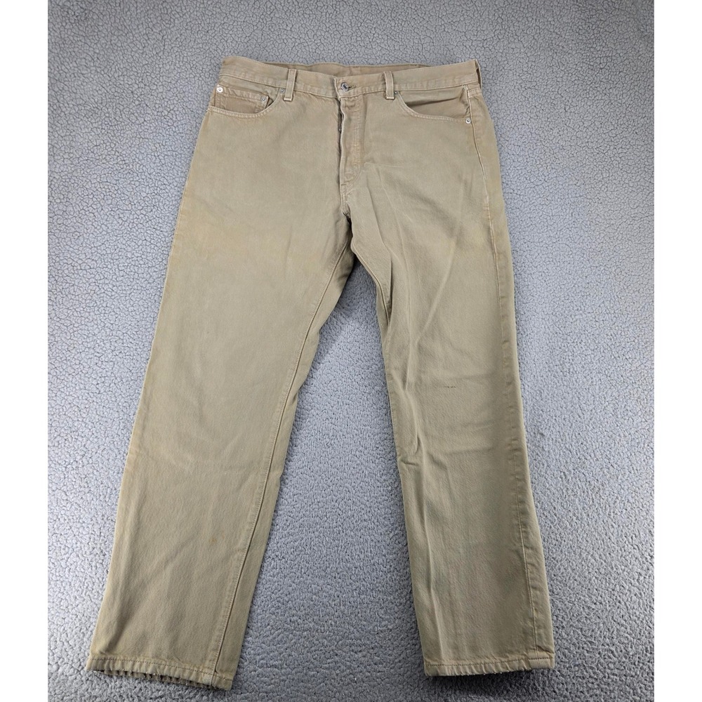 90s Vintage Levis 501 Jeans Mens 38x32 Tan Denim Straight Leg Button Fly Classic